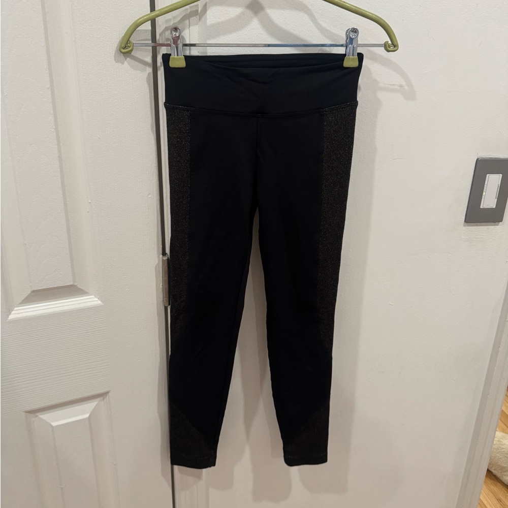 KORAL Black Leggings with Gold Metalllic Panels